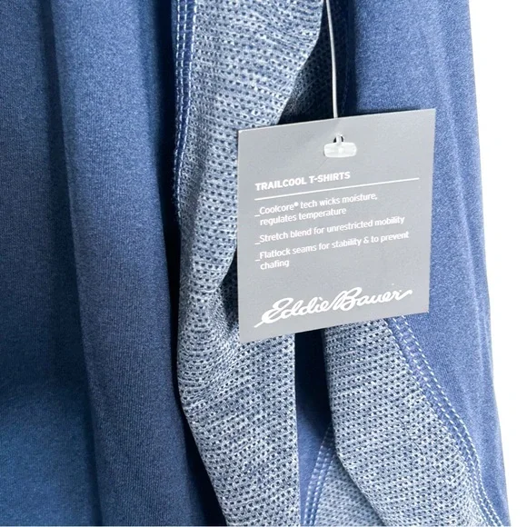 Eddie Bauer Long Sleeve Navy Blue Moisture Wicking Long Sleeve Tee Shirt - Picture 5 of 5